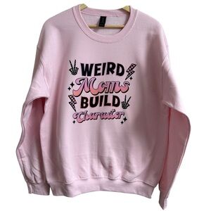 GILDAN Weird Moms Build Character Retro Modern Cool Mom Crewneck Sweatshirt